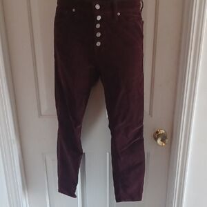 Lucky Brand Maroon Skinny Corduroy Trousers